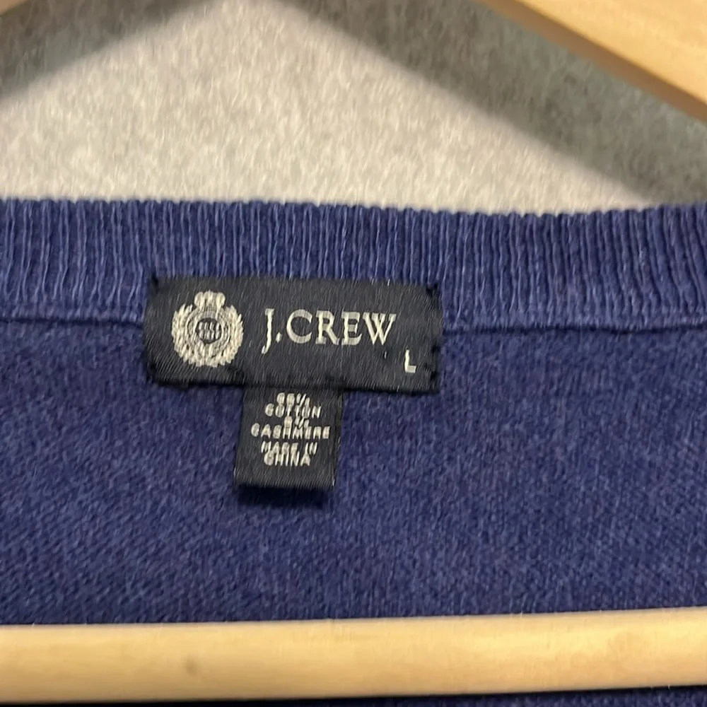 J. Crew Men's Cotton Cashmere Blend Sweater Size L Navy V-Neck